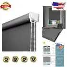 Charcoal Gray Manual Roller Blinds - 100% Blackout & UV Protection, 27" x 68"
