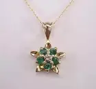 14K Yellow Gold Plated 1.40Ct Round Cut Natural Green Emerald Women's Pendant