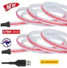 2x RED 5V USB 30CM Flexible COB LED Strip Light Neon Adhesive Tape PC Tower TV
