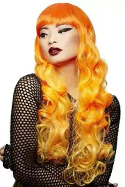 Manic Panic Psychedelic Sunrise Siren Wig Ladies Long Orange Fancy Dress Wig