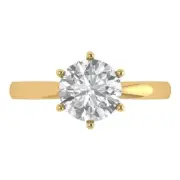 Yellow Gold Solitaire Promise Ring, 2 ct Round Cut Simulated Diamond
