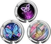 Foldable Purse Hook Womens Bag Table Hanger Collection Desk Hooks for Purse (3pack Butterfly-Hook)