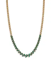 Bloomingdale's Fine Collection Emerald & Diamond Necklace in 14K Yellow Gold, 16.25