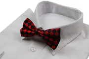 Mens Black & Red Checkered Block Patterned Bow Tie