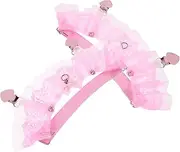 [Yardenfun] Bridal Wedding Garter Set 2 Pcs Fashionable Lace Leg Garters Clips for Wedding Party Elegant Leg Bands for Bride Pink