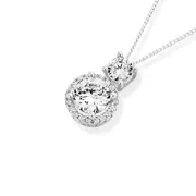 Sterling Silver Cubic Zirconia On Cubic Zirconia Cluster Pendant in White
