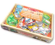 Melissa & Doug 15 PC Wood Vehicle Magnets - New