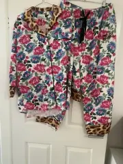 Peter Alexander Ladies Pyjama Set Floral/Leopard Print Medium