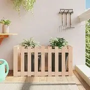 Garden Raised Bed with Fence Design 100x50x50 cm Solid Wood Pine Planter Box Outdoor