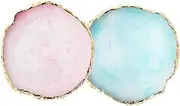 JASSINS Resin Nail Art Palette,Nail Art Painting Mixed Color Palette Gold Edge Nail Gel Color Makeup Display Board (Pink+Blue)