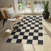 3x5 Washable Area Rug Checkered, Non-Slip Small Entryway Rug Black Farmhouse ...