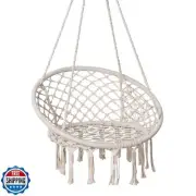 SUNCREAT Hammock Chair Macrame Swing with Side Pocket, Hanging Cotton Rope Ha
