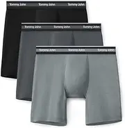 [Tommy John] Men's Comfort Micro Boxer Brief Underwear - 6" 3-Pack, Brushed Microfiber, 4-Way Stretch & Stay-Put Waistband