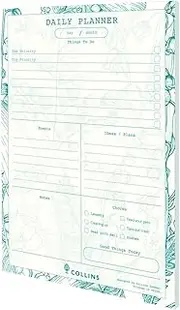 Collins Foliage Daily Planner Pad, 60 Sheets, White