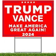 Signbeats Trump JD Vance 2024 Make America Great Again Yard Sign, Red,12"x17.5" - Double-Sided Corrugated Plastic Lawn Sign with H Stake