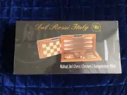 Dal Rossi Italy 3 in 1 Chess Checkers Backgammon Set 40cm Folding Walnut Board