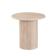 Raimon Furniture Orazio Faux Marble Wooden Frame Round End Lamp Side Table Travertine
