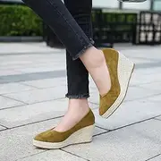 [HOTRA] Womens Espadrilles Wedges Pumps Close Pointed Toe Slip On Loafers Casual Sandals Platform Dress Shoes (Color : Yellow, Size : 4 UK)