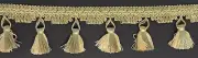2&1/2" SAGE & CREAM TASSEL FABRIC FRINGE TRIM 12 YARDS