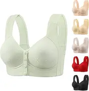[Generic] Women Bras Plus Size Front Close Breathable Bras Full Support Front Closure Bras Plus Size Front Button Bras Sports Bra Padding