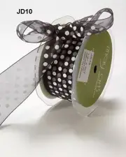 MAY ARTS RIBBONS~SHEER DOTS~BLACK WITH WHITE~1.5 INCHES WIDE~SOLD BY THE YARD!