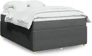 Queen Box Spring Bed with Mattress Black Fabric Soft Durable Support Sleep