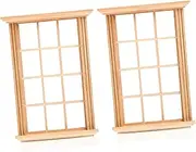 Vaguelly 2pcs Doll House Model Dolls House Fittings Miniature Window Door Decoration Mini House Furniture Miniature Window Frame Model Doll House Accessories Doll House Kit Chocolate Wooden