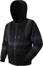 [JKSafety] Hi-Vis Safety Sweatshirt for men women High Visibility Zip-Up Hooded Sweatshirt Hoodie Reflective Strips