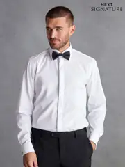 White Signature Occasion 100% Cotton Shirt And Black Bow Tie Pack (D57449) | $95