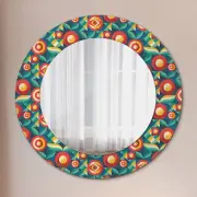 Glass Framed Wall Mirror Bathroom Room Ready to Hang geometric fruits and leaves