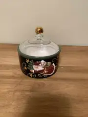RARE Certified International Susan Winget Santa Clause Candy Bowl Flying W/Bag