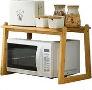 Microwave Oven Stand, Bamboo Kitchen Shelf Organizer Freestanding Countertop Spice Shelf for Home and Kitchen Storage,A,60 * 35 * 40cm