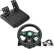FOLOSAFENAR PC Racing Wheel, Game Steering Wheel with Hot Plug Technology, Suction Design, 180 Degree Car Racing Driving Wheel, Steering Wheel Gaming with Pedal, for Racing Game