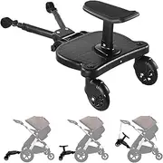 Bu-ggy Board with Seat Ki-ddy Board Bu-ggy Board Footboard Pram Cycling Device with Removable Seat for Pushchairs Rolling Board