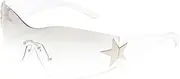 [LIKSMU] Rimless Y2K Sunglasses for Women Men Wrap Around Fashion Sunglasses Oversized Frameless Trendy Sun Glasses