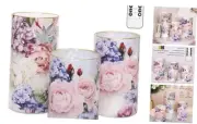 LED Flameless Candles Hydrangea Design with Remote Control & Timer Function -