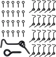 Koceci 20 Pack 2 in Black Hook and Eye Latch, Carbon Steel Gate Latch, Swivel Window Latch, Small Hook and Eye Latch with Mounting Screws for Sliding Door, Barn Door, Gate, Wood Door (Black)