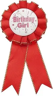 uxcell Birthday Ribbon Pin, 5.9 x 2.8 Award Ribbon Fabric Birthday Girl Pin for Party Adults Women Party Decorations Celebration Accessory Gift, Red