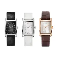 在飛比找蝦皮商城優惠-CK手錶 Window系列 銀框 矩形錶 皮革錶帶 手錶 腕