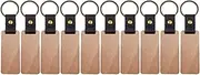 Generic 10x Wooden Keychain Blanks Unfinished Blanks Keyring Ornament Leather Strap Key Chain Tags Keyring for Bag Pendant, Rectangular