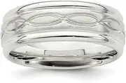 [JewelryWeb] 925 Sterling Silver Flat Band 7mm Brushed Fancy-Band Ring-Band Style-Ring for Women and Men