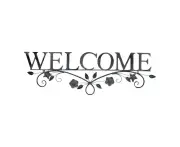 Metal 72cm Welcome Sign Flowers Home/Office Front Door/Wall Hanger Decor Plaque