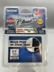 NEW Genuine - BROTHER P-touch TZ141 18mm 3/4" Black on Clear Label Maker Tape
