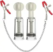 Nipple Suckers and Nipple Clamps Clips Stainless Steel Non Piercing Nipple Rings Decorative Clip for Women Adjustable Pressure Breast Clamps for Adult Pleasure Toys (red)