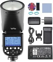 Godox V1S Round Head Camera Flash Speedlite Wireless 2.4G Fresnel Zoom 1 / 8000s HSS 5600 Colour Temperature Built-in LED Adjustment Light with 2600 mAh Battery for Sony DSLR Camera