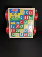 Melissa & Doug Classic ABC 123 Alphabet Wooden Block Cart 30 Wood Blocks 428607
