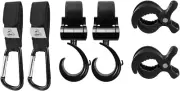 Dailydewlings Baby Stroller Hooks (Pack of 6) Pram Hooks for Diaper Bags - Mommy
