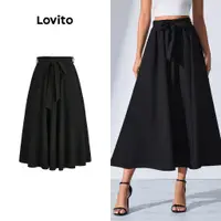 在飛比找蝦皮商城優惠-Lovito 女款優雅素色抽繩短裙 LBL08072