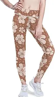 [GuoChe] Soft Yoga Pants for Women Happy Thanksgiving Autumn Flowers Activewear Butt Lifting Leggings for Women