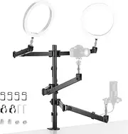 NEEWER Desktop Camera Stand, Overhead Phone Webcam Mount Stand with 4 Flexible Articulating Arms, 3/8" 1/4" 5/8" Screws for Microphone LED Light Video Recording Live Streaming Podcasting Gaming, ST004
